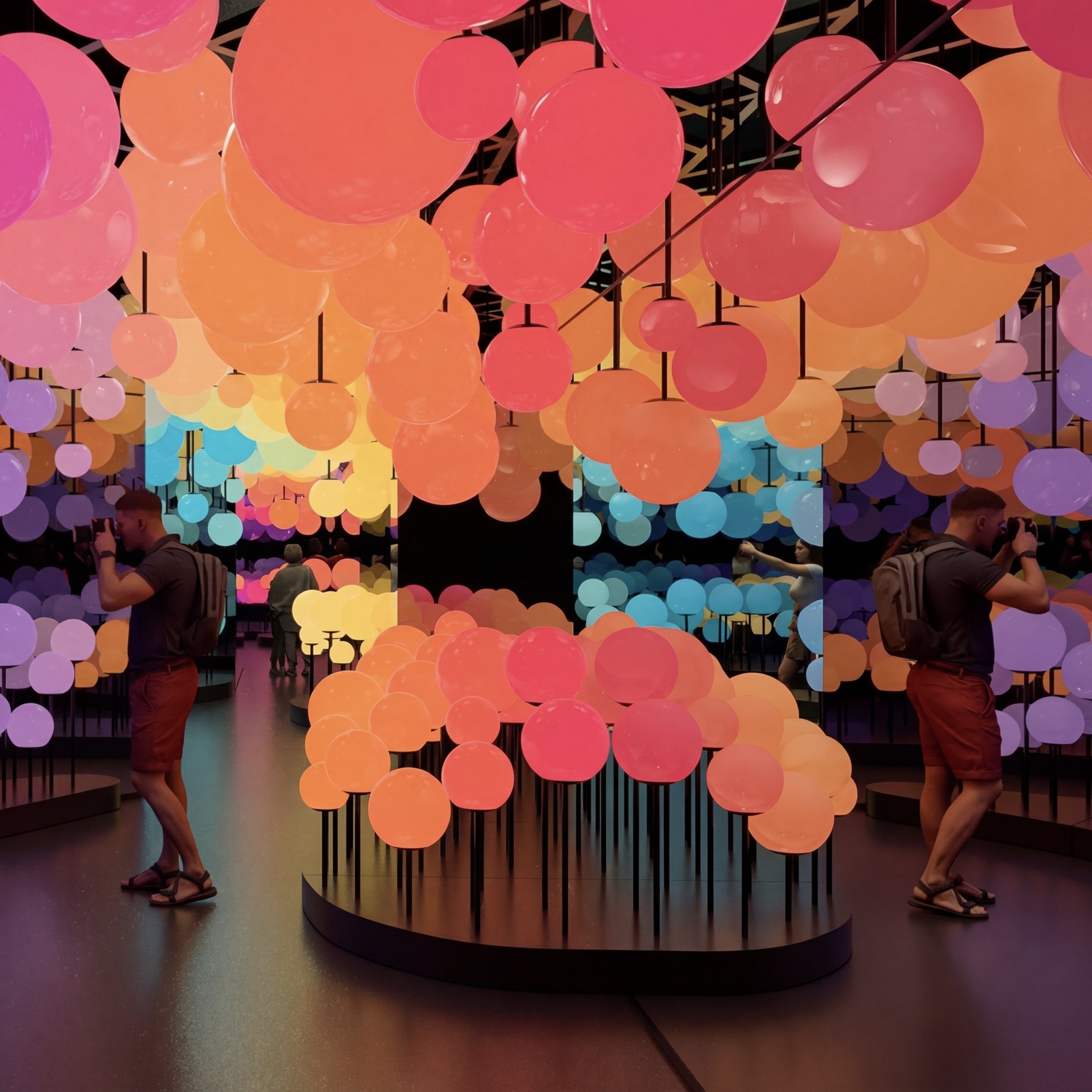Rendering of a glowing orb immersive installation at Edge NYC